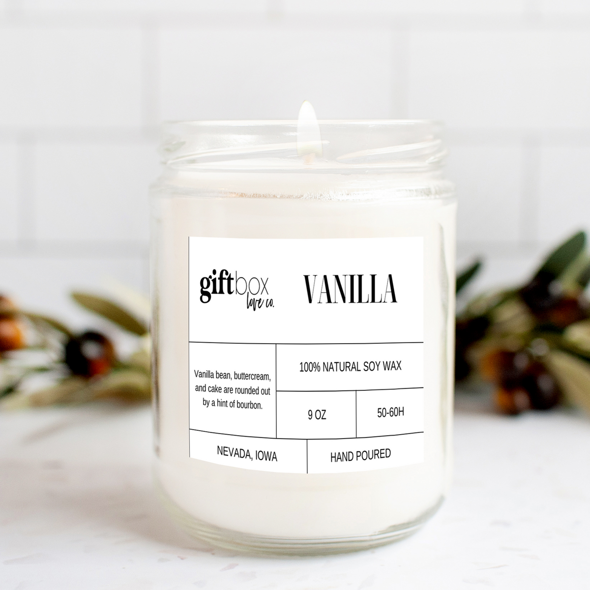 Vanilla Soy Wax Candle - 9 oz