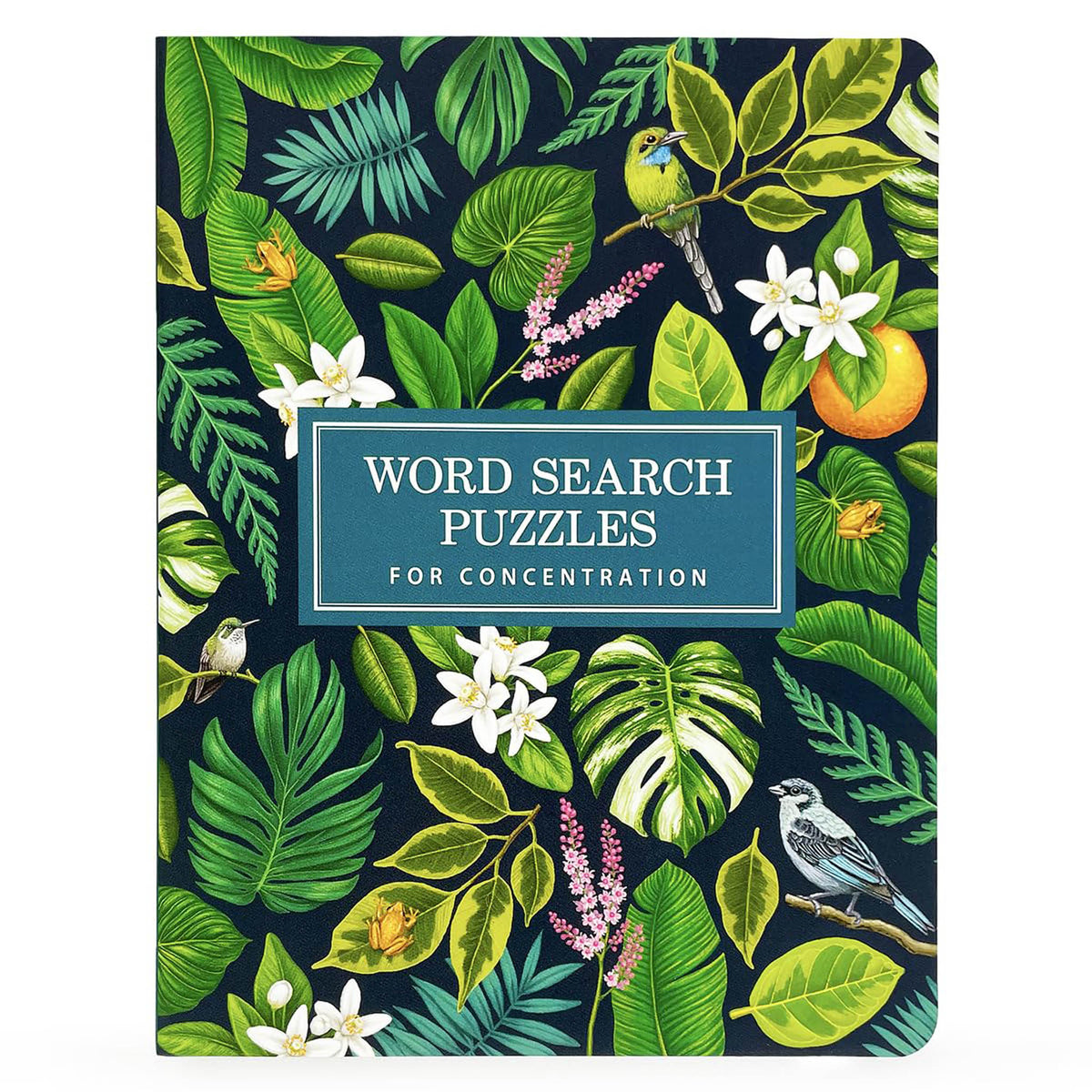 word search puzzles for concentration book with botanical cover