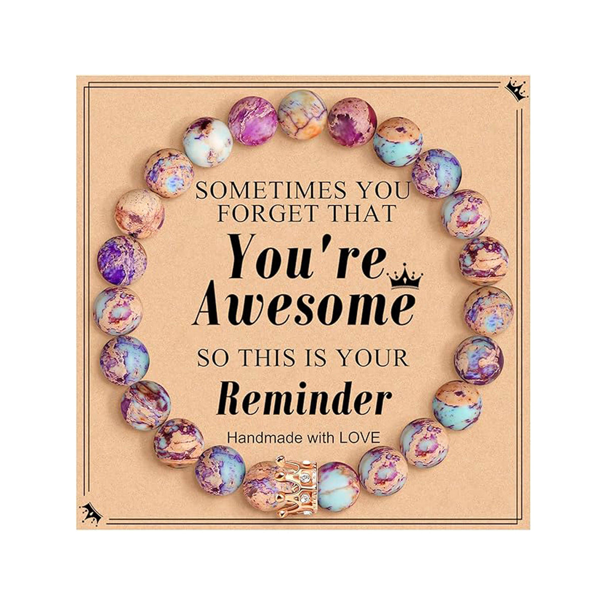 You’re Awesome Reminder Bracelet with marbled beads and message card